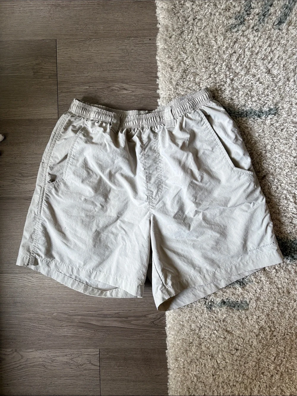 Men's Athletic Drawstring Shorts in Light Beige